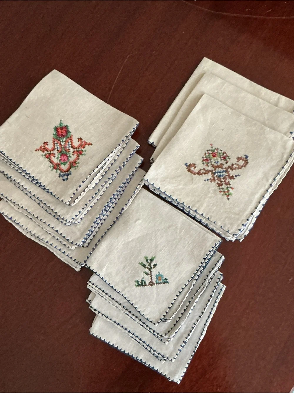 Vintage Hand-Embroidered Linen Napkins 11
